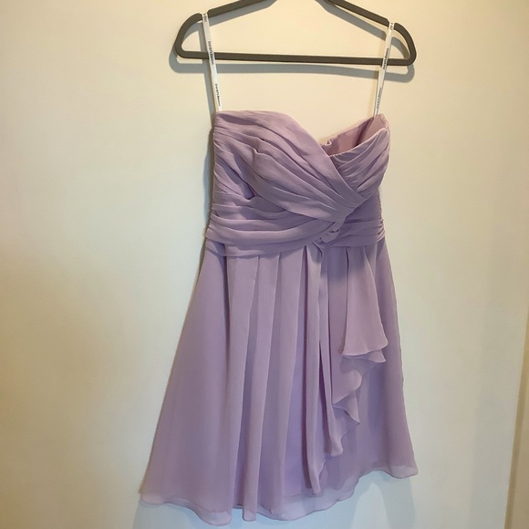 David’s Bridal Strapless Chiffon cocktail Dress Bridesmaid Prom Party Size 10 - Picture 7 of 10